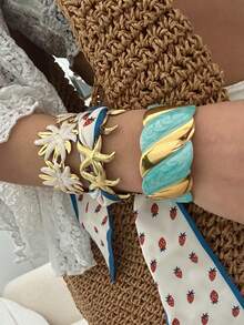 法国奢华紫白珐琅壁龛设计金属镶嵌手镯 - 彩色 - 查看 4