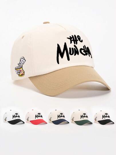 1pc Embroidered "The Muncu" Side Print Adjustable Baseball Cap, Casual Sun Protection Hat Suitable For Spring/Autumn Travel, Versatile Sunshade Hat, Y2K Style For Youth