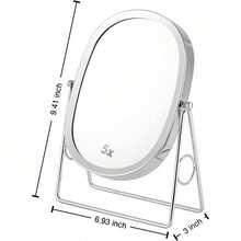 Tabletop 5x/1x Magnifying Makeup Mirror With Squared Bamboo Tray Small Desk Mirror 360° Rotation Vanity Mirror With Stand Desktop Cosmetic Mirror - Bronze - View 2