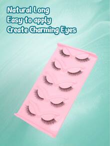 假睫毛 5对 短款纤细假睫毛 仿貂毛假睫毛 12mm 猫眼假睫毛 - 黑色 - 查看 6