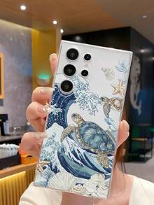 1个海浪、海龟和贝壳图案的软壳手机壳，兼容华为荣耀、Galaxy A04e/12/A13/A14/A34/A50/A52/A53/A54/S21/S22/S23/S24/S25/S25 Ultra/S25 FE/S26/S26 Plus/S26 Ultra/S26 Edge、6A/7A/8A、12T/13T/15T/15T Pro，国际版，非国内版。 - 無色 - 查看 4