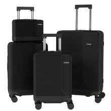 YSTYLE Travel Luggage Set, Lightweight Trolley With ABS Hard Shell, 4 Wheels And TSA Combination Lock, 4-Piece Suitcase - Black - View 1