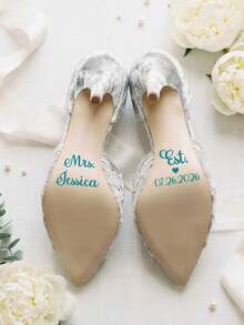 1/6/12pcs Customized Wedding Shoe Stickers, Can Customize Text, Wedding Shoe Stickers For Bride And Groom, Wedding Party, "I Do" Stickers, Wedding Stickers, Personalized Wedding Shoe Stickers, Customized Mr. & Mrs. - Multicolor - View 5