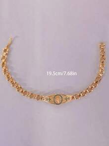 1件优雅几何镂空镶嵌水晶十字架奢华铜金手链，适合女性日常、派对、庆典、舞会、送礼，2026新款珠宝 - 金色 - 查看 4