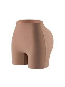 5条装女士无缝纯色及豹纹宽腰带休闲运动瑜伽内裤，弹性透气柔软三角裤 - 彩色 - 查看 2