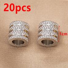 20 piezas de cuentas de malla de acero inoxidable dorado con textura y agujero grande, adecuadas para hacer collares, pulseras y joyería DIY - 20 piezas - Ver 14