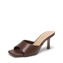2026 New Summer Style Women Kitten Heel Mule Sandals, Casual Open Toe Slip-On Heeled Sandals For Daily, Dressy & Casual Occasions - màu nâu - Xem 4