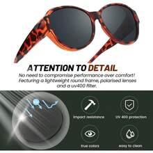 Polarised Fit-Over Sunglasses Women Round Frame Over Glasses With UV Protection - A03-tortoise - View 5