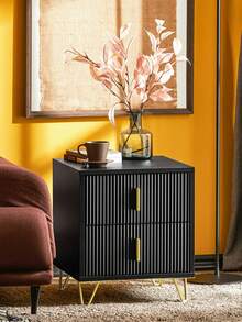 SoBuy FBT115-W Bedside Table With 2 Drawers For Box Spring Bed, Sofa Table, Side Table, Telephone Table, Nightstand, White W X H X D Approx.: 40 X 47 X 40 Cm - Black - View 2