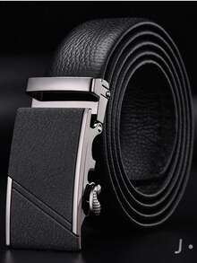 1pc Men's Automatic Buckle Leather Belt, New High-End Business Casual Pants Belt, Multi-Purpose Waist Belt, Single Pack - Multicolor - View 9