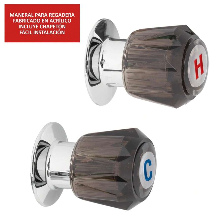 Par de manerales color CAFÉ OSCURO para regadera incluye chapetones  fabricados en acrilico para agua fría y caliente - B - Ver 1