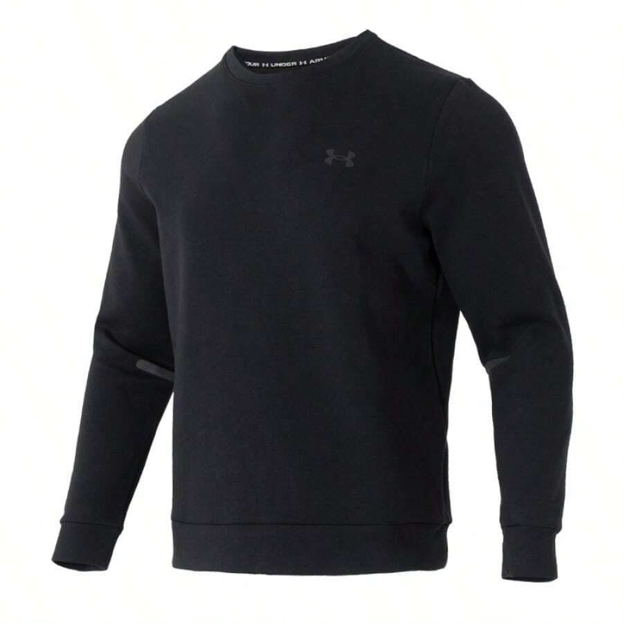 Under Armour Sudadera de cuello redondo casual y holgada para hombre, de tela de punto de doble capa suave, manga larga, estilo deportivo 1381688-001 - Negro - Ver 1