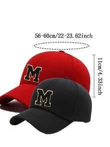 2PCS Children Hip Hop Cap A-Z Letter Embroidery Baseball Caps Girls Boys Snapback Hat Adult Adjustment Outdoor Casual Sun Hats Bone 8-16Y - Black+Red - View 10