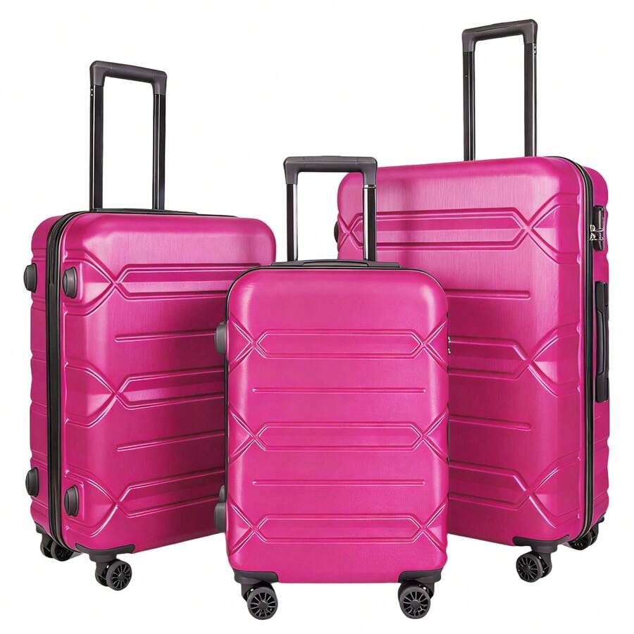 YSTYLE Vali kéo cứng siêu nhẹ và rộng rãi, khóa kết hợp bên hông tương thích với tiêu chuẩn TSA, 4 bánh xe giúp dễ dàng di chuyển. - Màu Hồng Tươi - Xem 1