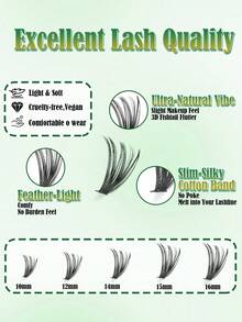 570pcs Mixed Eyelash Extension Kit, High Capacity Individual Lashes 10-16MM Mixed D-Curl Natural Soft Comfortable False Eyelashes, Includes Lash Glue, Tweezers And Lash Brush - Multicolor - View 9