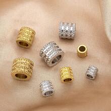 20 piezas de cuentas de malla de acero inoxidable dorado con textura y agujero grande, adecuadas para hacer collares, pulseras y joyería DIY - 20 piezas - Ver 3