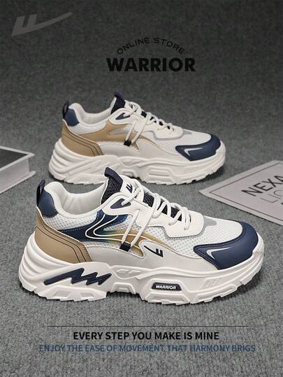  Warrior Comfortable Street Style Thick Soled Men's Shoes Spring And Summer Comfortable Running Shoes Modest Style Casual Yet Sleek Sneakers Applicable Throughout The Year Wear-Resisting All-Day Wear Training Sneakers