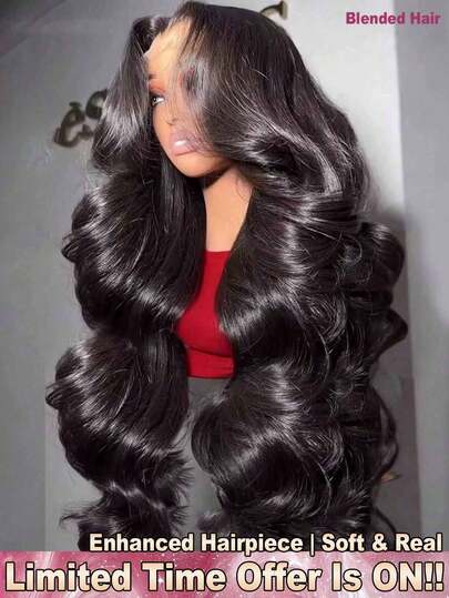 34英寸 200% 密度 5*5 13*4 波浪卷蕾丝前额假发，无需胶水 - 即戴即走，预先修剪，预先拔毛，高清透明波浪卷蕾丝前额假发，自然黑色 - 从耳到耳，预先漂白，预先拉直，预先熨烫，无需胶水，无需技巧，蓬松波浪中分假发，无需胶水，适合所有人 - 巴西原生人发前额假发，无需胶水，编织假发，适合女性日常佩戴，混合发