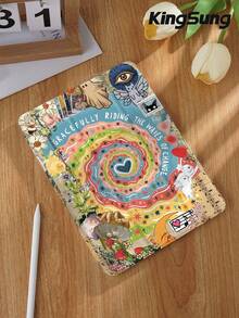 Kingsung Ốp máy tính bảng họa tiết ghép hình dễ thương, tương thích với các kích thước 9.7/10.2/10.5/10.9/12.9/Pro 11, thế hệ thứ 10, tương thích với Samsung Galaxy Tab S6 Lite 10.4 inch, tương thích với Kindle Paperwhite thế hệ thứ 12 năm 2024, Kindle (thế hệ thứ 11) phiên bản 2022, Kindle Colorsoft Signature, bảo vệ chống rơi vỡ, chân đế thông minh/tự động bật/tắt màn hình. - Nhiều màu - Xem 3