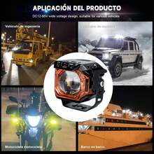 2 piezas Faros Auxiliar Lupa 6 modos Led Luces rojas y azules Con Estrobo Para Auto,moto - A - Ver 6