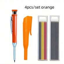 4支/套 2.8毫米实心木工铅笔，带笔帽，深孔自动铅笔，内置卷笔刀，适用于木工、建筑师（1支铅笔+1个笔帽+2个替换笔芯），返校季必备 - 套裝 - 查看 13