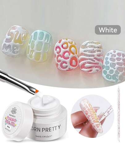  BORN PRETTY 5ml Stamping Gel Polish, Black & White Wavy Texture, Soak-Off UV LED Nail Art Painting Gel For Home & Salon Use