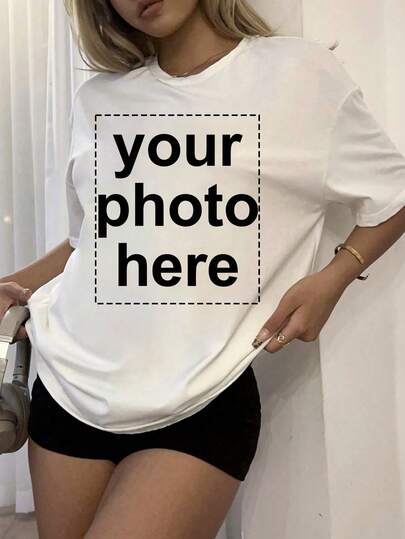 Dịch vụ thiết kế áo thun nữ theo yêu cầu - Mặt trước có thể tùy chỉnh - Thêm văn bản và hình ảnh của riêng bạn (ảnh gia đình/ảnh tự chụp/ảnh thú cưng/ảnh bạn bè) để thiết kế áo thun in cá nhân hóa, phù hợp cho ảnh em bé/cặp đôi/gia đình/thú cưng, áo thun tùy chỉnh cho các thành viên trong gia đình, món quà lý tưởng cho gia đình, bạn bè, trẻ em, các bé gái vào Ngày của Mẹ, Ngày Thiếu nhi, Lễ Phục sinh, Ngày Thánh Patrick, Ngày động.