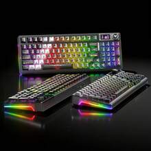 AULA Bàn phím cơ trong suốt F98Pro V3, 3 chế độ kết nối: Bluetooth không dây, có dây, không dây 2.4GHz, núm xoay và màn hình TFT thông minh, thiết kế gắn gioăng, chuyên nghiệp cho game thủ, pin 10000mAh, phù hợp cho văn phòng và chơi game. - Xem 11