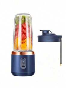 1 pieza de 400ml Exprimidor eléctrico inalámbrico y portátil, Exprimidor de frutas recargable USB-C con 6 cuchillas y doble vaso, Vaso multifuncional para jugos y batidos, Perfecto para verduras, frutas y batidos - Multicolor - Ver 14