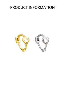 1pc S925 Sterling Silver Heart Zirconia Stud Earrings, Minimalist Cute Sweet, Elegant Jewelry For Women Daily, Casual, Commute, Travel, Party Wear - Single Earring - View 9