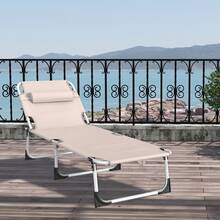 Folding Sun Lounger With Canopy And Side Pocket, 195 X 68 Cm, Weatherproof, Stable Beach Chair With Sun Protection And Adjustable Backrest, Maximum Load 150 Kg - A - View 1