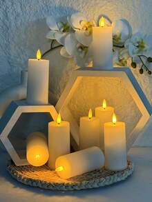 2/4/8/12 Pcs Flameless Candle Lights With Remote Control, Battery Powered, Timer/Remote Function, Realistic Electronic Candles, Warm Flame, Flameless & Odorless, Ideal For Tabletop Centerpiece Decor, Great Gift For Home, Halloween, Christmas, Birthday, Wedding, Party, Various Holiday Ambiance Lighting - 白色-暖光款 - 查看 6