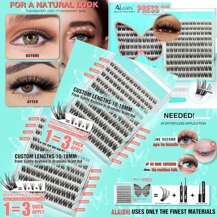 Kit de Pestañas en Racimo Extennes de Pestañas en Racimo DIY 10-18mm 120pzas Pestañas les Suaves con Pinzas para Pestañas-Pestañas les Falsas Ojos de Gato en Racimos Individuales NGDY81 - negro - Ver 1