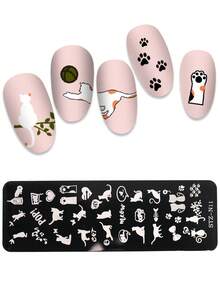 2pcs Cute Festive Easter Nail Stamping Plates Easter Rabbit Egg Cartoon Cat Image Painting Templates Gel Polish Stencil Tools Steel Nail Molds - Silver - View 5