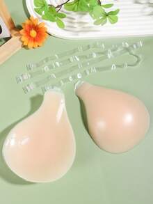 Nuevo sujetador invisible de silicona con tirantes | Antideslizante, levantador, sujetador adhesivo con recogida adecuado para fotos de boda, vestidos sin tirantes y ropa de vacaciones - Albaricoque - Ver 10