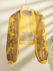 1pc Cashew Silk Ultra-Thin Sunscreen Shawl, Polyester Fiber - Multicolor - View 5