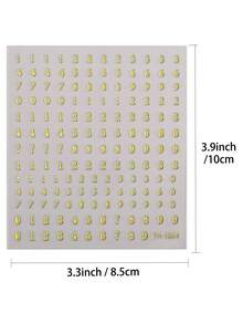 4张金色银色箔纸美甲贴纸，0-9数字图案，简约风格美甲，非常适合女性在家DIY美甲。 - 彩色 - 查看 4
