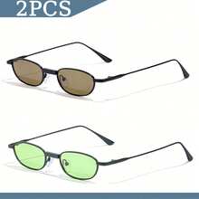 HBK 男士新款时尚眼镜,椭圆形小镜框设计,日常配饰,摄影道具,生日礼物,全套包装 - K39898 - 查看 32