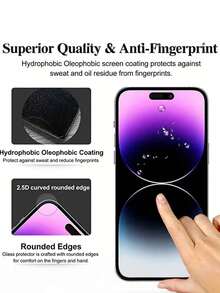 5pcs High Definition Tempered Glass Screen Protector, Compatible With Apple Devices, Anti-Scratch, Anti-Collision, Oleophobic Coating, Smooth Touch, Suitable Compatible With Apple X/XR/11/12/13/14/15/16/16Plus/16Pro/16ProMax/16e/17/17 Air/17 Pro/17 Pro Max Series - Clear - View 5