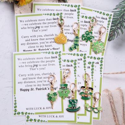9pcs St. Patrick's Day Gift Set, Green Four-Leaf Clover Print Pocket Hug Card, Holiday Greeting Card, Encouragement And Support Card. Carry The Luck And Joy With You, Cherish The Friendship, Celebrate The Important You, Long-Distance Friendship Souvenir, Gift For Your Good Friends.