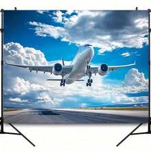 1 Piece Aviation Theme Airport Runway Background Cloth With Realistic Airplane Pattern, Durable Tapestry, Suitable Airplane Party Decoration, Airport Background, Event Setup, No Ironing Needed, 2D Flat Surface, Decoration - Nhiều màu - Xem 2