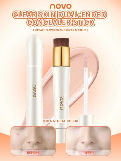 NOVO مخفي 2 في 1، يغطي الهالات السوداء والبثور والنمش، مناسب للطلاب، فعال من حيث التكلفة مع فرشاة مدمجة، مكياج يومي، هدية عيد الميلاد/عيد الحب/الأصدقاء، أنشطة خارجية، خريف/شتاء