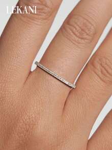 1pc S925 Sterling Silver Ring, Minimalist Cubic Zirconia Paved Rose Gold Plated Jewelry For Women, Elegant Accessory, Summer Selling, Cross-Border Exclusive, Fashionable, Commemorative, Refined Gift - Silver - View 6