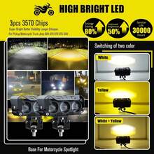 2pcs 80w Dual Color LED Auxiliary Lights For Car Motorcycle, 3 Eye Throw Lights - A - View 3