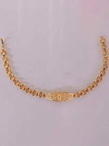 1件优雅几何镂空镶嵌水晶十字架奢华铜金手链，适合女性日常、派对、庆典、舞会、送礼，2026新款珠宝 - 金色 - 查看 1