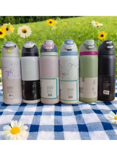 زجاجة مياه معزولة من الفولاذ المقاوم للصدأ بسعة 32 أونصة من - زجاجة مياه رياضية محكمة الإغلاق مع فوهة ذات وظيفتين، غطاء قابل للقلب وفتحة واسعة، تحافظ على برودة المشروبات لمدة 24 ساعة، مناسبة للياقة البدنية والسفر والاستخدام اليومي