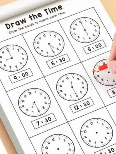 1 Pc Children's Time Learning Workbook, Suitable For Homeschooling, Preschool Activities, Includes Reading And Math Exercises, Ideal For Classroom Teaching And Back To School Supplies. Perfect As Birthday, Thanksgiving, Easter, Christmas And New Year Gifts.