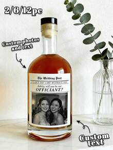 2/6/12pcs Custom Ngagement Wine Label, Photo Champagne Label, Picture Wine Label, Wine Bottle Label, Wine Sticker, Engagement Gifts, Printable Wine Label ﻿ - Multicolor - View 2