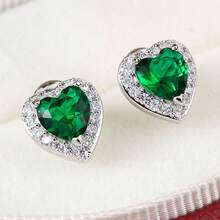2pcs Women's Heart-Shaped Zirconia Earrings, Daily Wear Heart Stud Earrings - Earring - View 13