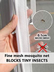 White Zipper Window Screen Mesh, Open-And-Close Zipper Design, Breathable Bug Protection, No-Drill Easy Install For Various Windows - White Zip Closure - View 3